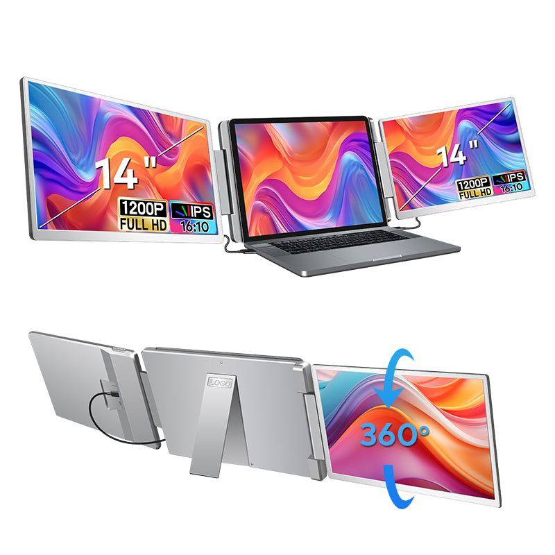 Flip 360°rotation 245°, 14 Inch Portable Monitor Extender Compatible With 12-17''