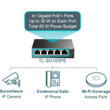TP-Link  TL-SG105PE 5-Port Gigabit Easy Smart Switch with 4-Port PoE+