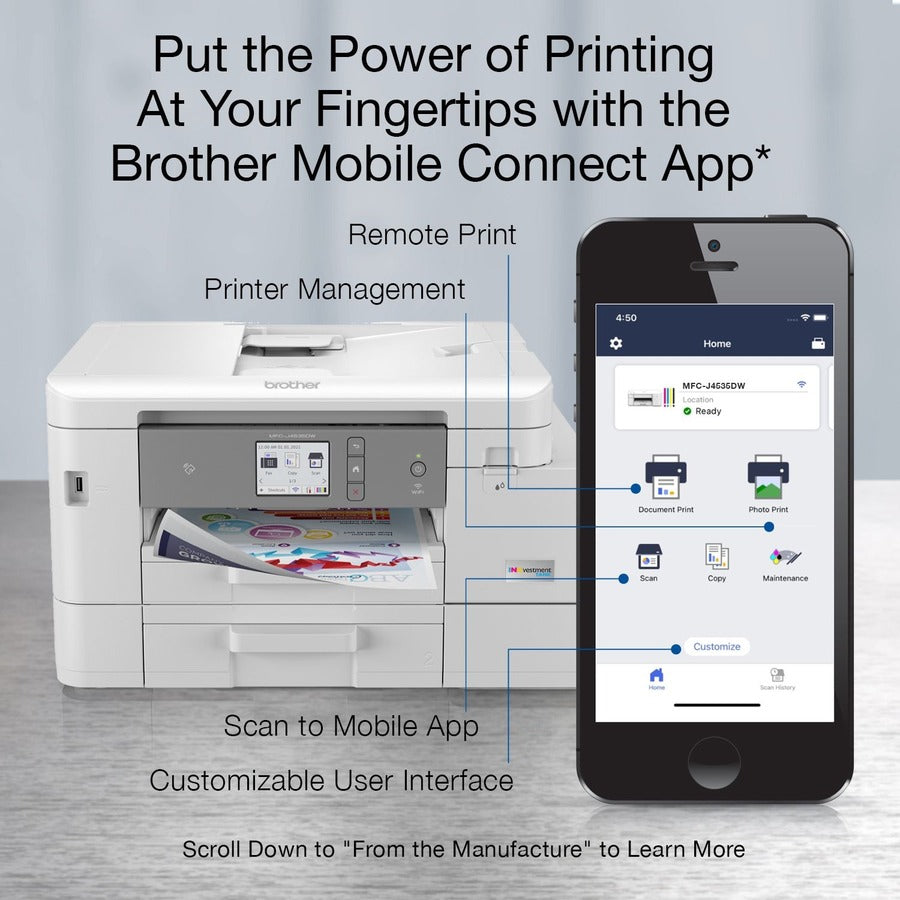 Brother INKvestment Tank MFC-J4535DW Inkjet Multifunction Printer ...