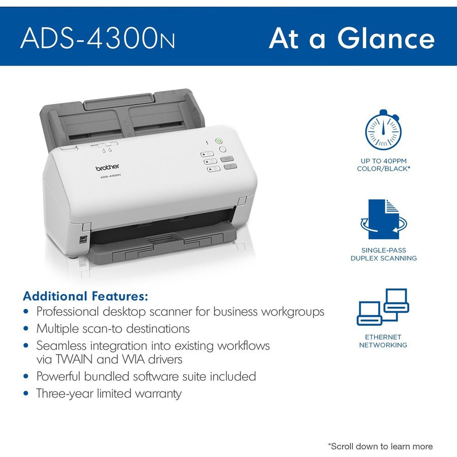 Brother Professional Desktop Scanner ADS-4300N