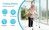 Folding Walker With Wheels, Lightweight Folding Walker with 5" Silent Wheels - LIVINGbasics