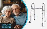 Folding Walker With Wheels, Lightweight Folding Walker with 5" Silent Wheels - LIVINGbasics