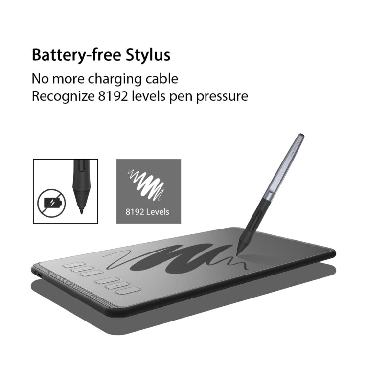 HUION Inspiroy Series H640P 5080LPI Professional Art USB Graphics Drawing Tablet for Windows / Mac OS, with Battery-free Pen and 8192 Pressure Sensitivity