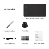 HUION Inspiroy Series H640P 5080LPI Tablette de dessin graphique USB professionnelle pour Windows / Mac OS, avec stylet sans batterie et sensibilité à la pression 8192