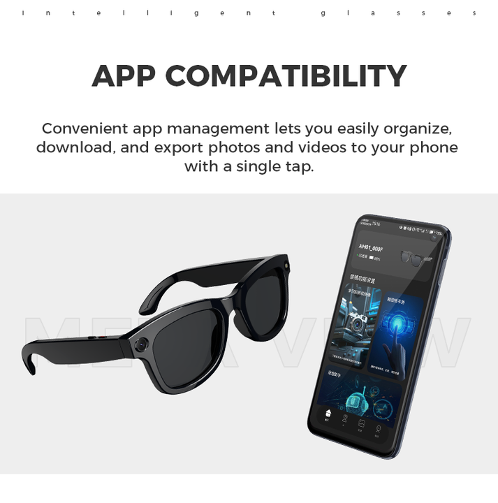 AI Smart Shooting Glasses with Camera Dual Microphone Noise Cancellation