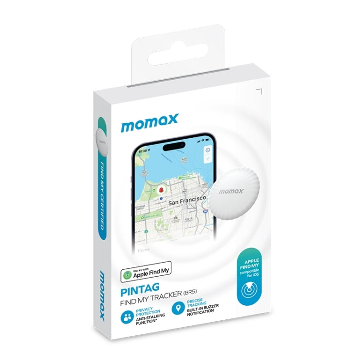 MOMAX PINTAG BR5 Wireless Positioning Anti-lost Device with Battery Capacity of 225mAh (CR2032)(White)