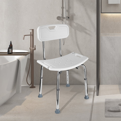 Medical Tool-Free Assembly Shower Chair with Removable Back Heavy Duty Shower Bench - LIVINGbasics