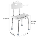 Medical Tool-Free Assembly Shower Chair with Removable Back Heavy Duty Shower Bench - LIVINGbasics