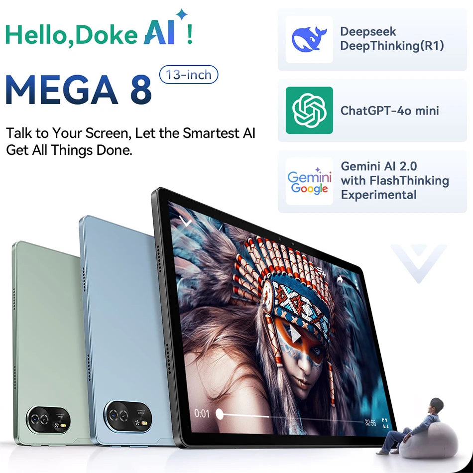 Blackview MEGA 8 Tablet 13-inch FHD+ 90Hz Display AI 11000mAh Android 15 50Mp Camera