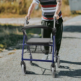 Four Wheel Walker Rollator With Fold Up Removable Back Support Soft Pad Seat - LIVINGbasics