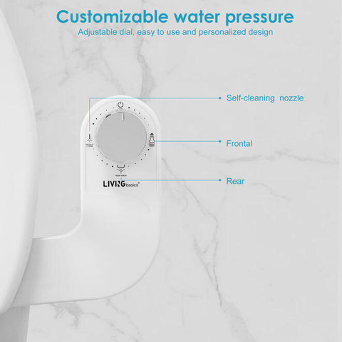 Toilet Bidet Non-Electric Self-Cleaning Dual Nozzle Bidet for Toilet Ultra-Thin Design-LIVINGbasics