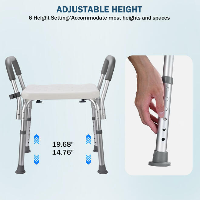 Bath Shower Safety Seat, Tub Transfer Bench for Elderly, Adjustable Height - LIVINGbasics