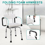 LIVINGbasics Adjustable 360° Swivel Shower Chair with Flip-Up Armrests