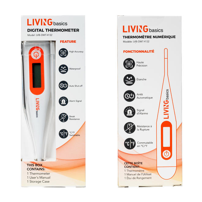 Digital Medical Thermometer, Oral/ Rectal Thermometer for Infant and Adult fever - LIVINGbasics