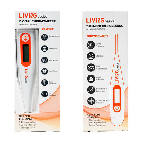 Digital Medical Thermometer, Oral/ Rectal Thermometer for Infant and Adult fever - LIVINGbasics
