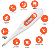 Digital Medical Thermometer, Oral/ Rectal Thermometer for Infant and Adult fever - LIVINGbasics