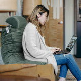 Memory Foam Reading Bed Rest Pillow with Cylindrical Pillow - PrimeCables