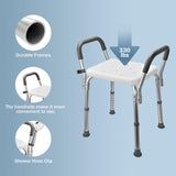Bath Shower Safety Seat, Tub Transfer Bench for Elderly, Adjustable Height - LIVINGbasics