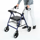 Four Wheel Walker Rollator With Fold Up Removable Back Support Soft Pad Seat - LIVINGbasics