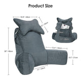 26inch Memory Foam Reading Pillow with Detachable Neck Roll & Support Arm - PrimeCables