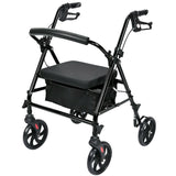 Folding 4-Wheel Rollator Walker With Seat and Storage Pouch, Supports Up to 300 lbs, Black